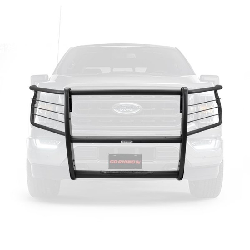 Ford F-150 Grille Guard - Front - Go Rhino - 3100 Series StepGuard with Brush Guards - Textured Black - `21-`24